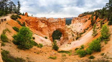 Panoramic view of natural bridge rock formation