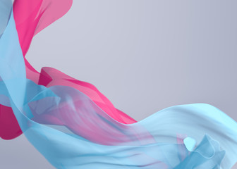 Abstract 3D Render Illustration. Flying Silk Fabric Wave.