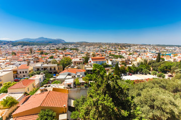 Panorama of city Rethymnon. View from wall of Fortezza Castle
