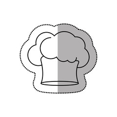 silhouette dotted sticker of chefs hat with medium shade in cumulus shape vector illustration