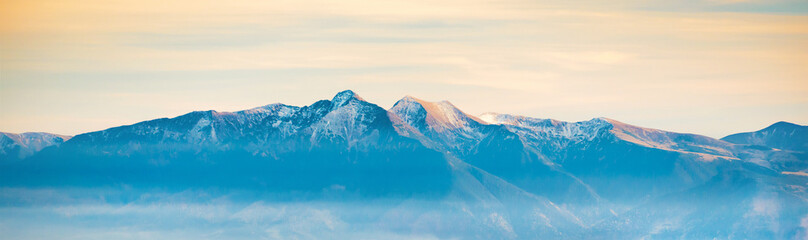 Panorama of high mountain range