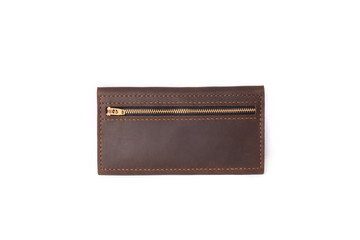 Leather wallet on a white background, isolated
