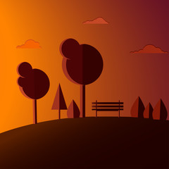 Naklejka premium bench on the hill