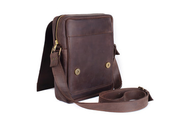 Leather bag on a white background, isolated