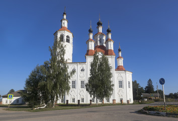 Fototapeta na wymiar Church of the Entry of the Lord into Jerusalem in the ancient city of Totma, Vologda Region, Russia