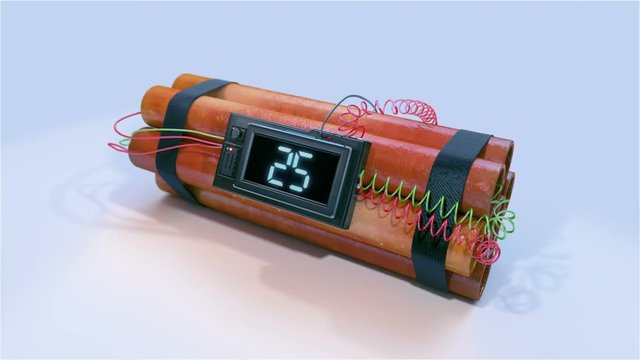 .Dynamite Bomb Explosion. 30 seconds high quality animation of time bomb.