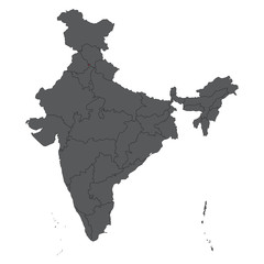 Chandigarh red on gray India map vector