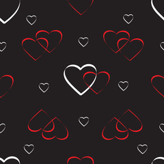 Seamless vector pattern from hearts on a black background, for St. Valentine's D