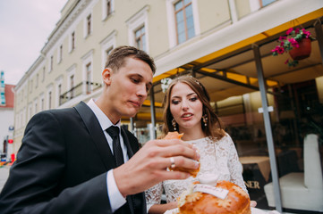 Russian wedding bread with salt. Russian wedding ceremony