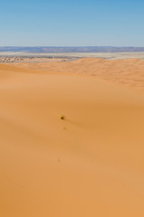 Famous and inconic sahara sand dunes of Erg Chebbi in the Moroccan desert near Merzouga, Morocco, North Africa