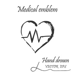 Medical heartbeat icon. This icon drawn with a pencil.