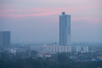 tall building and village