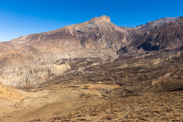 views on the Muktinath village in lower Mustang, Nepal