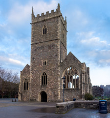 Fototapeta na wymiar Ruins of St Peter's church in Bristol's castle park