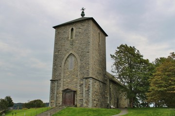 The medieval Stone Church in Avaldsnes on the Island Karmoy, Norway, Europe. It was built in 1250.
