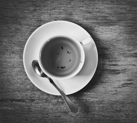 Top view of a cup of hot tea