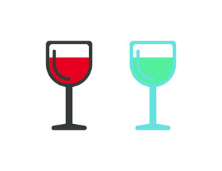Vector flat colorful wine glasses icons