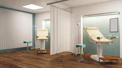 Prenatal room. Hospital. 3D rendering