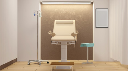 Prenatal room. Hospital. 3D rendering