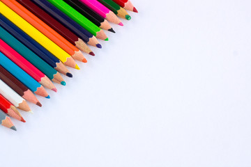 White background for presentation with colourful right upper pen