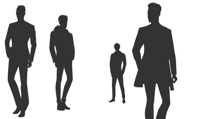 Male model silhouettes on the podium
