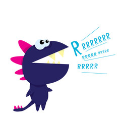 Vector cartoon funny dragon. Cartoon Dinosaur.