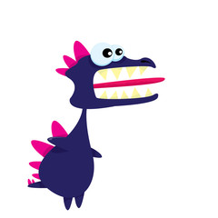 Vector cartoon funny dragon. Cartoon Dinosaur.