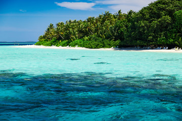Beautiful nature landscape of tropical island at daytime, Maldives