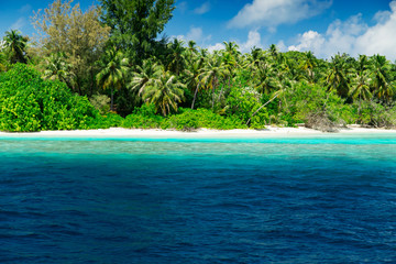 Fototapeta na wymiar Beautiful nature landscape of tropical island at daytime, Maldives