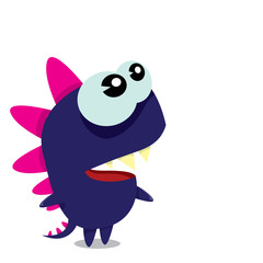 Vector cartoon funny dragon. Cartoon Dinosaur.