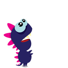 Vector cartoon funny dragon. Cartoon Dinosaur.