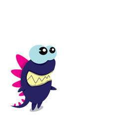 Vector cartoon funny dragon. Cartoon Dinosaur.