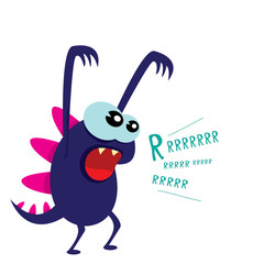 Vector cartoon funny dragon. Cartoon Dinosaur.