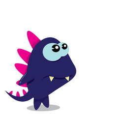 Vector cartoon funny dragon. Cartoon Dinosaur.
