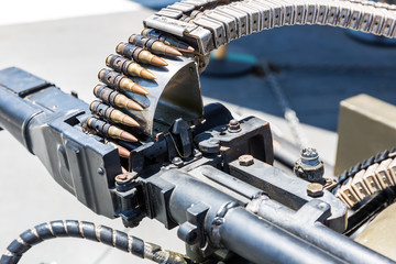 Closeup of helicopter machine gun.