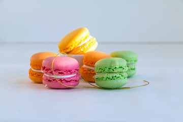 Sweet cookies - multicolored macaroons - on white - Valentines d