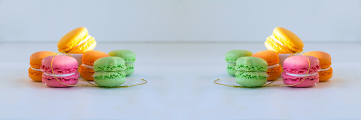 Sweet cookies - multicolored macaroons - on white - Valentines d