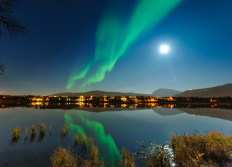 Northern Lights over Lake Prestvann Tromso