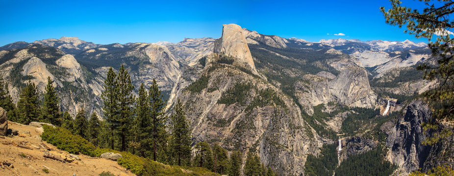 Panoramic view of Yosemite Valley. California.