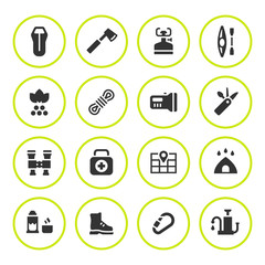 Set round icons of camping