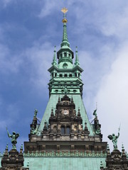 Fototapeta na wymiar Hamburg - Rathaus, Turmspitze, Deutschland