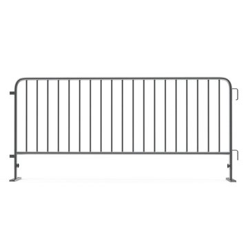 Steel temporary fence on white. Side view. 3D illustration
