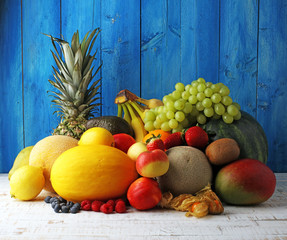 Fresh fruits.Mixed fruits background.Healthy eating, dieting, love fruits.