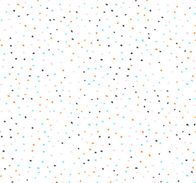 Cute vector seamless pattern or texture with colorful polka dots on white background. Used for kids background, blog, web design, scrapbooks, party or baby shower invitations and wedding cards.