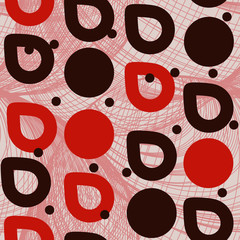 Geometric abstract seamless pattern. Circles, drops over linear