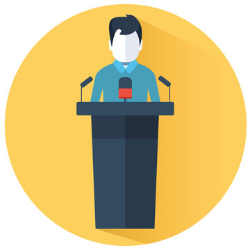Speacker Flat Material Design Round Icon Vector