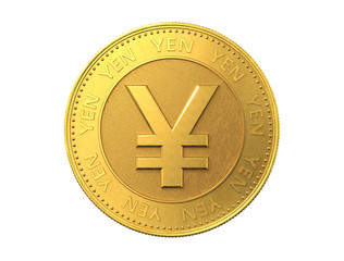 Gold coin with yen sign.3d rendering.