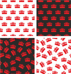 Toolbox Aligned & Random Seamless Pattern Red Color Set