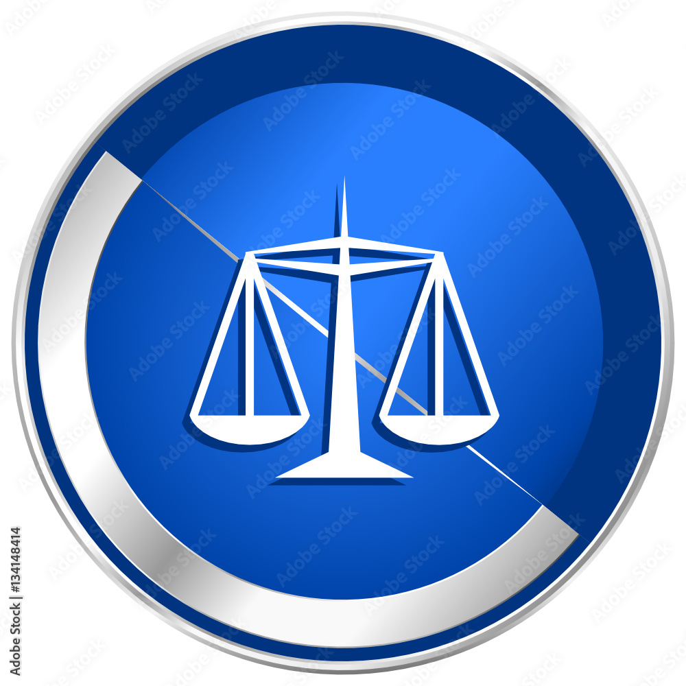 Poster justice silver metallic web and mobile phone vector icon