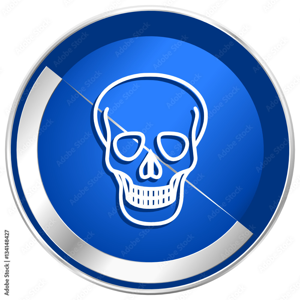 Poster skull silver metallic web and mobile phone vector icon